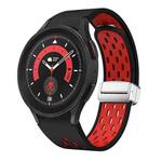 For Samsung Galaxy Watch 5 Pro 45mm Two Color Magnetic Folding Silver Buckle Silicone Watch Band(Black Red)