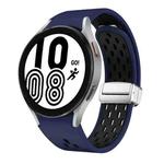 For Samsung Galaxy Watch 4 40 / 44mm Two Color Magnetic Folding Silver Buckle Silicone Watch Band(Midnight Blue Black)