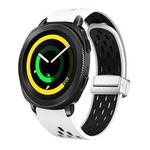 For Samsung Galaxy Gear Sport Two Color Magnetic Folding Silver Buckle Silicone Watch Band(White Black)