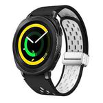 For Samsung Galaxy Gear Sport Two Color Magnetic Folding Silver Buckle Silicone Watch Band(Black White)