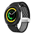 For Samsung Galaxy Gear Sport Two Color Magnetic Folding Silver Buckle Silicone Watch Band(Black Gray)