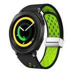 For Samsung Galaxy Gear Sport Two Color Magnetic Folding Silver Buckle Silicone Watch Band(Black Silver Green)