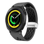 For Samsung Galaxy Gear Sport Two Color Magnetic Folding Silver Buckle Silicone Watch Band(Coal Black)