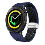 For Samsung Galaxy Gear Sport Two Color Magnetic Folding Silver Buckle Silicone Watch Band(Midnight Blue Black)