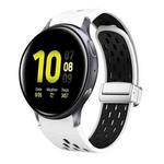 For Samsung Galaxy Watch Active 2 Two Color Magnetic Folding Silver Buckle Silicone Watch Band(White Black)