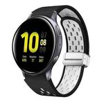 For Samsung Galaxy Watch Active 2 Two Color Magnetic Folding Silver Buckle Silicone Watch Band(Black White)