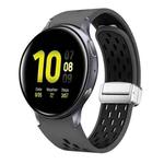 For Samsung Galaxy Watch Active 2 Two Color Magnetic Folding Silver Buckle Silicone Watch Band(Coal Black)