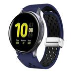 For Samsung Galaxy Watch Active 2 Two Color Magnetic Folding Silver Buckle Silicone Watch Band(Midnight Blue Black)