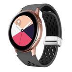 For Samsung Galaxy Watch Active Two Color Magnetic Folding Silver Buckle Silicone Watch Band(Coal Black)