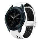 For Samsung Galaxy Watch 42mm Two Color Magnetic Folding Silver Buckle Silicone Watch Band(White Black)