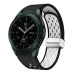 For Samsung Galaxy Watch 42mm Two Color Magnetic Folding Silver Buckle Silicone Watch Band(Black White)