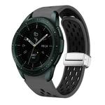 For Samsung Galaxy Watch 42mm Two Color Magnetic Folding Silver Buckle Silicone Watch Band(Coal Black)