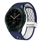 For Samsung Galaxy Watch 42mm Two Color Magnetic Folding Silver Buckle Silicone Watch Band(Midnight Blue White)