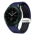 For Samsung Galaxy Watch 42mm Two Color Magnetic Folding Silver Buckle Silicone Watch Band(Midnight Blue Black)