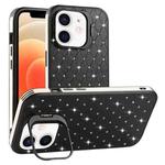 For iPhone 12 Starry Bling Diamonds Lens Holder Phone Case(Black)