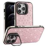 For iPhone 12 Pro Starry Bling Diamonds Lens Holder Phone Case(Pink)