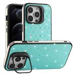 For iPhone 12 Pro Starry Bling Diamonds Lens Holder Phone Case(Green)