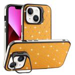 For iPhone 13 Starry Bling Diamonds Lens Holder Phone Case(Orange)