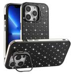 For iPhone 13 Pro Starry Bling Diamonds Lens Holder Phone Case(Black)