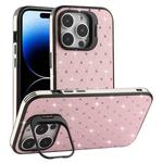 For iPhone 14 Pro Max Starry Bling Diamonds Lens Holder Phone Case(Pink)