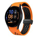 For Samsung Galaxy Watch FE 40mm Two Color Magnetic Folding Black Buckle Silicone Watch Band(Orange Black)