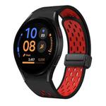 For Samsung Galaxy Watch FE 40mm Two Color Magnetic Folding Black Buckle Silicone Watch Band(Black Red)