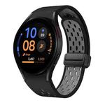 For Samsung Galaxy Watch FE 40mm Two Color Magnetic Folding Black Buckle Silicone Watch Band(Black Gray)