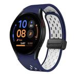 For Samsung Galaxy Watch FE 40mm Two Color Magnetic Folding Black Buckle Silicone Watch Band(Midnight Blue White)