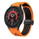 For Samsung Galaxy Watch 5 Pro 45mm Two Color Magnetic Folding Black Buckle Silicone Watch Band(Orange Black)