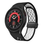 For Samsung Galaxy Watch 5 Pro 45mm Two Color Magnetic Folding Black Buckle Silicone Watch Band(Black White)