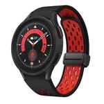 For Samsung Galaxy Watch 5 Pro 45mm Two Color Magnetic Folding Black Buckle Silicone Watch Band(Black Red)