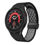 For Samsung Galaxy Watch 5 Pro 45mm Two Color Magnetic Folding Black Buckle Silicone Watch Band(Black Gray)