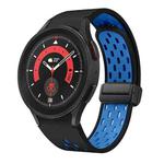 For Samsung Galaxy Watch 5 Pro 45mm Two Color Magnetic Folding Black Buckle Silicone Watch Band(Black Sky Blue)