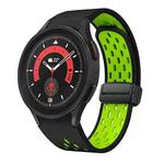 For Samsung Galaxy Watch 5 Pro 45mm Two Color Magnetic Folding Black Buckle Silicone Watch Band(Black Silver Green)