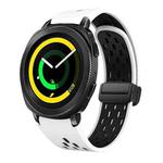 For Samsung Galaxy Gear Sport Two Color Magnetic Folding Black Buckle Silicone Watch Band(White Black)