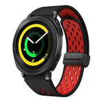 For Samsung Galaxy Gear Sport Two Color Magnetic Folding Black Buckle Silicone Watch Band(Black Red)