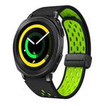 For Samsung Galaxy Gear Sport Two Color Magnetic Folding Black Buckle Silicone Watch Band(Black Silver Green)