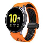 For Samsung Galaxy Watch Active 2 Two Color Magnetic Folding Black Buckle Silicone Watch Band(Orange Black)