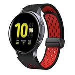 For Samsung Galaxy Watch Active 2 Two Color Magnetic Folding Black Buckle Silicone Watch Band(Black Red)