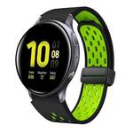 For Samsung Galaxy Watch Active 2 Two Color Magnetic Folding Black Buckle Silicone Watch Band(Black Silver Green)