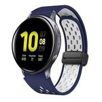 For Samsung Galaxy Watch Active 2 Two Color Magnetic Folding Black Buckle Silicone Watch Band(Midnight Blue White)