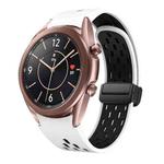 For Samsung Galaxy Watch 3 41mm Two Color Magnetic Folding Black Buckle Silicone Watch Band(White Black)