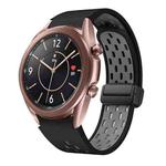 For Samsung Galaxy Watch 3 41mm Two Color Magnetic Folding Black Buckle Silicone Watch Band(Black Gray)