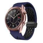 For Samsung Galaxy Watch 3 41mm Two Color Magnetic Folding Black Buckle Silicone Watch Band(Midnight Blue Black)