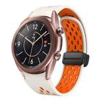 For Samsung Galaxy Watch 3 41mm Two Color Magnetic Folding Black Buckle Silicone Watch Band(Starlight Orange)