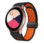 For Samsung Galaxy Watch Active Two Color Magnetic Folding Black Buckle Silicone Watch Band(Black Orange)