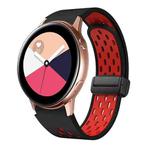 For Samsung Galaxy Watch Active Two Color Magnetic Folding Black Buckle Silicone Watch Band(Black Red)