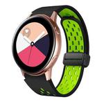 For Samsung Galaxy Watch Active Two Color Magnetic Folding Black Buckle Silicone Watch Band(Black Silver Green)