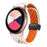 For Samsung Galaxy Watch Active Two Color Magnetic Folding Black Buckle Silicone Watch Band(Starlight Orange)