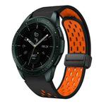 For Samsung Galaxy Watch 42mm Two Color Magnetic Folding Black Buckle Silicone Watch Band(Black Orange)